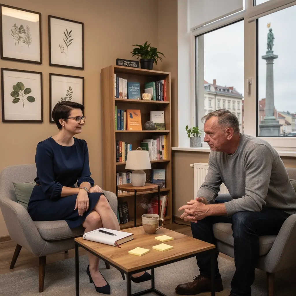 Ilustrācija par emocionālo izaugsmi, kas attēlo ceļojumu uz sevis apzināšanos un dzīves kvalitātes uzlabošanu.